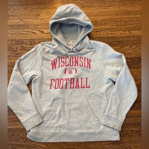 UNIVERSITY OF WISCONSIN BADGERS GRAY FOOTBALL HOODIE. (FANATICS) hoodie